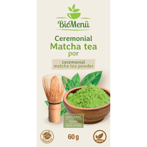 BioMenü bio Matcha Ceai pudră ceremonial 60 g etichetă