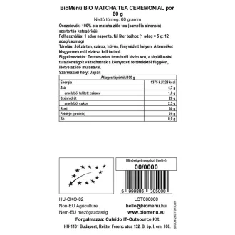BioMenü bio Matcha Ceai pudră ceremonial 60 g imagine produs