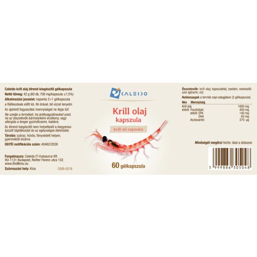 Caleido Ulei de Krill capsulă gel 60 buc etichetă