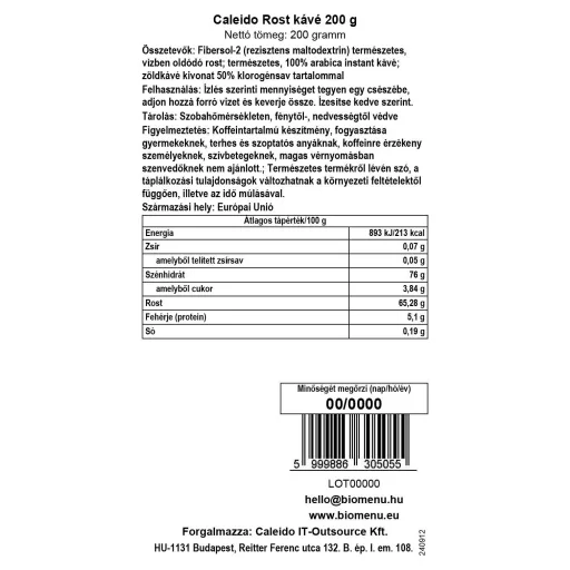 Caleido Cafea cu Fibre 200 g etichetă