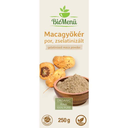BioMenü bio Maca rădăcină pudră gelatinizată 250 g etichetă