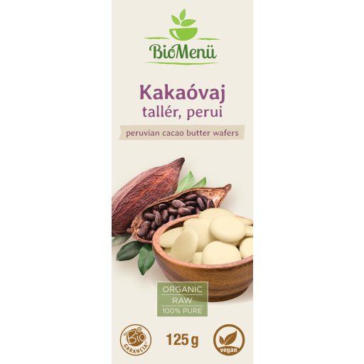 BioMenü bio taler de Unt de Cacao Peru 125 g etichetă