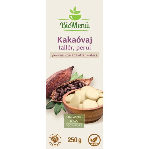 BioMenü bio taler de Unt de Cacao Peru 250 g etichetă