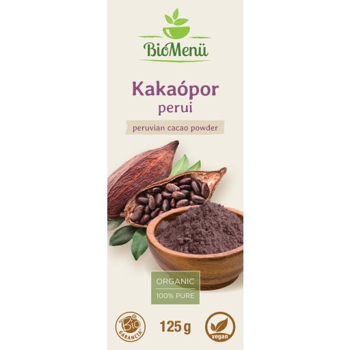 BioMenü bio pudră de Cacao Peru 125 g etichetă