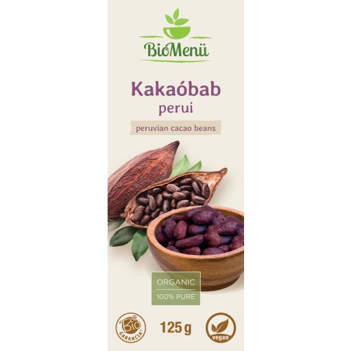 BioMenü bio Cacao boabe Peru 125 g etichetă