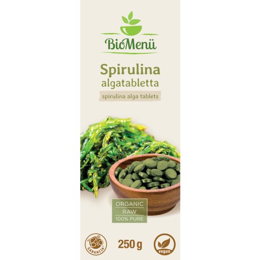 BioMenü bio Spirulina Alga comprimat 250 g etichetă