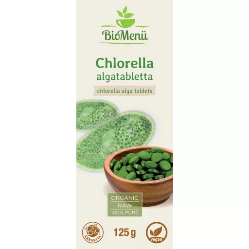BioMenü bio Chlorella Alga comprimat 125 g etichetă
