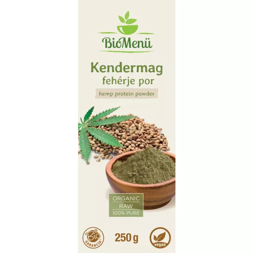 BioMenü bio Seminte de Cânepă proteină pudră 250 g etichetă
