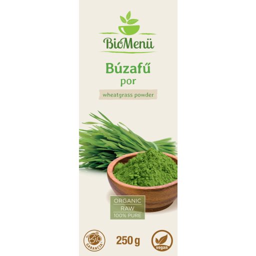 BioMenü bio Iarba de Grau pudră 250 g etichetă