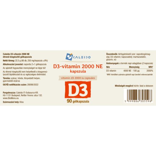 Caleido Vitamina D3 2000 UI gel capsule 90 buc materie primă