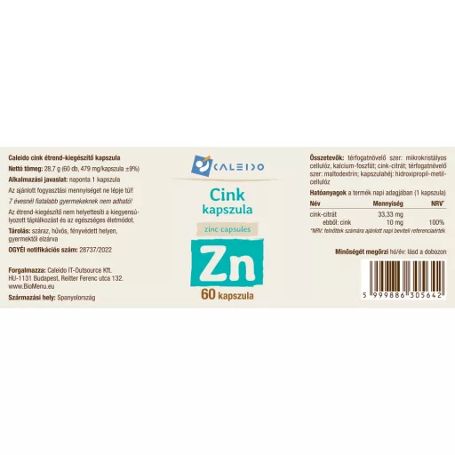 Caleido Zinc capsule 60 buc materie primă