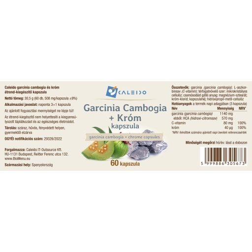 Caleido Garcinia Cambogia + Crom capsule 60 buc etichetă