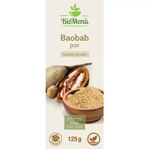 BioMenü bio Baobab pudră 125 g etichetă