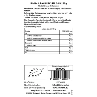 BioMenü bio Turmeric (Curcuma) macinat 250 g imagine produs