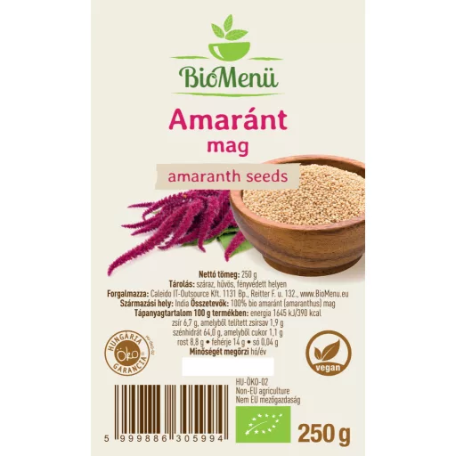 BioMenü bio Seminte de Amarant 250 g etichetă