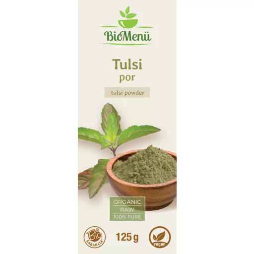 BioMenü bio Tulsi pudră 125 g etichetă