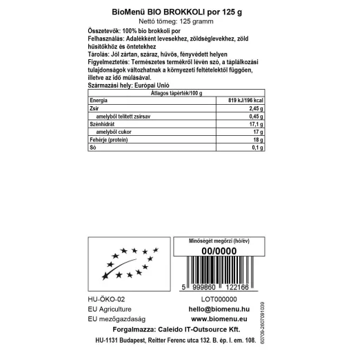 BioMenü bio Broccoli pudră 125 g APROAPE DE DATA EXPIRĂRII