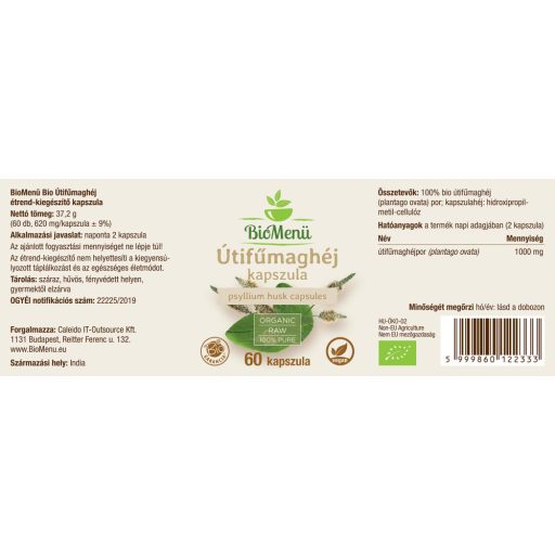 BioMenü bio Coajă de Pătlagină capsulă 60 buc etichetă