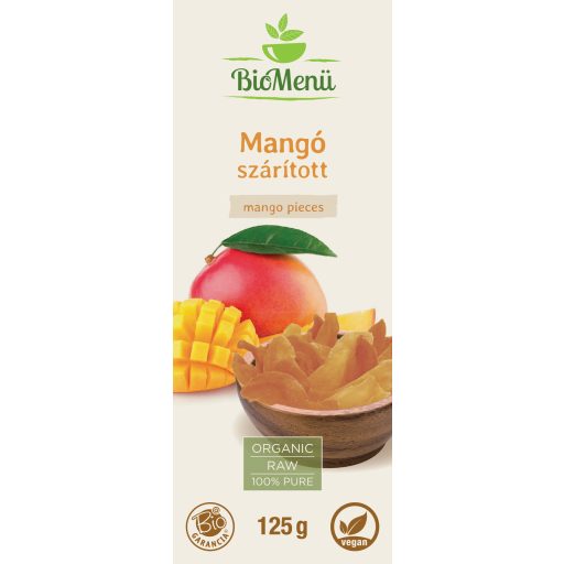 BioMenü bio Mango uscat 125 g etichetă