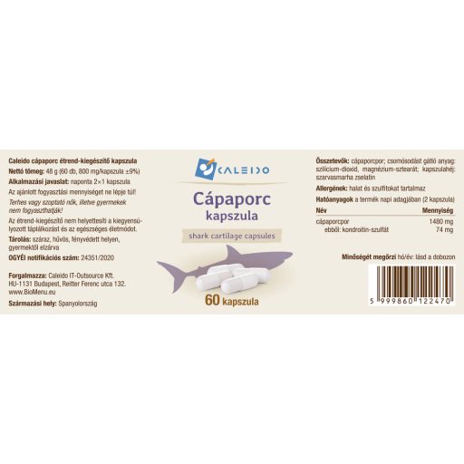 Caleido Cartilaj de Rechin capsulă 60 buc etichetă