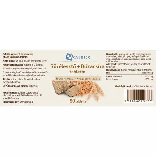 Caleido Drojdie de Bere + Germeni de Grau comprimate 90 buc etichetă