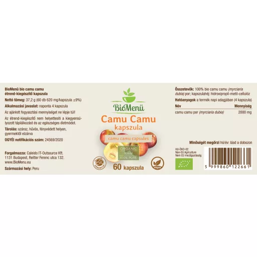 BioMenü BIO CAMU CAMU kapszula 60 db címke