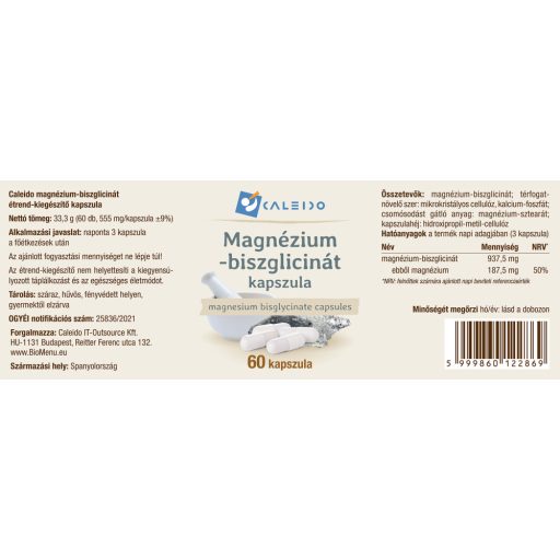 Caleido Magneziu Bisglicinat capsulă 60 buc etichetă