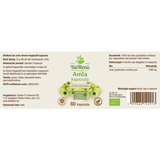 BioMenü bio Amla capsule 60 buc etichetă