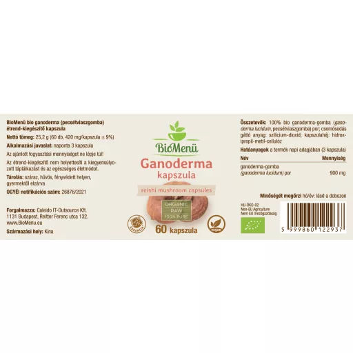 BioMenü bio Ganoderma ciupercă capsule 60 buc etichetă