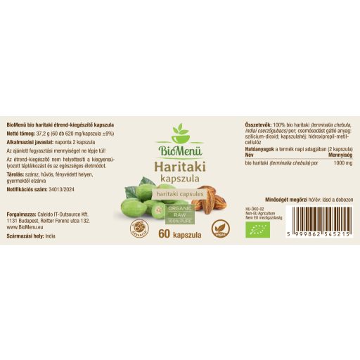BioMenü bio Haritaki capsulă 60 buc etichetă