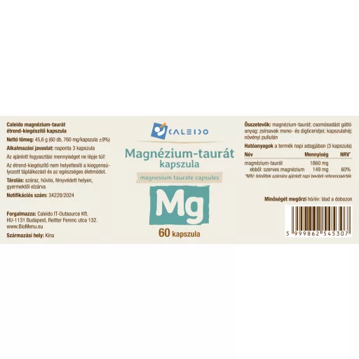 Caleido Taurat de Magneziu capsulă 60 buc etichetă