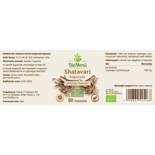 BioMenü bio Shatavari capsulă 60 buc etichetă