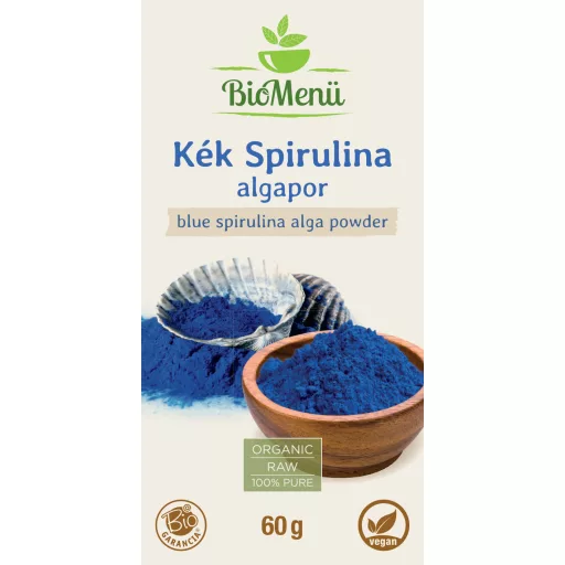BioMenü Bio Albastru Spirulina Alga pulbere 60 g etichetă