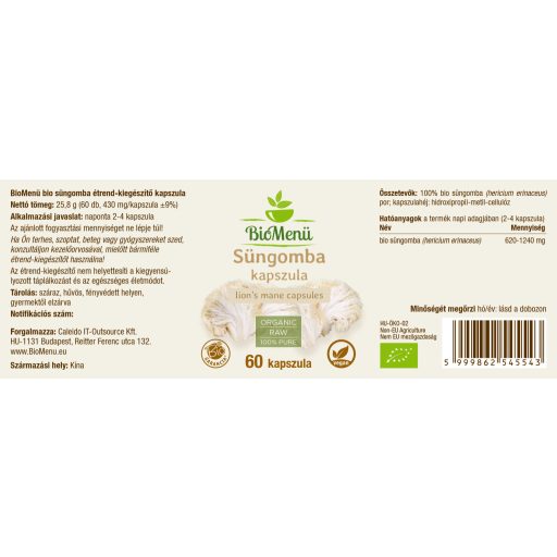 BioMenü Bio Coama de Leu Ciupercă capsulă 60 buc etichetă