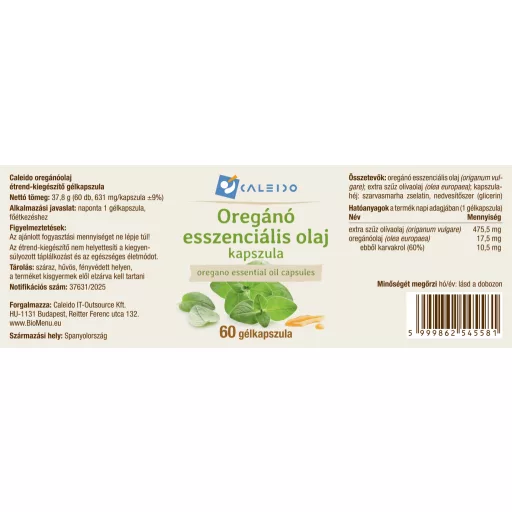 Caleido Oregano ulei esențial capsulă 60 buc etichetă