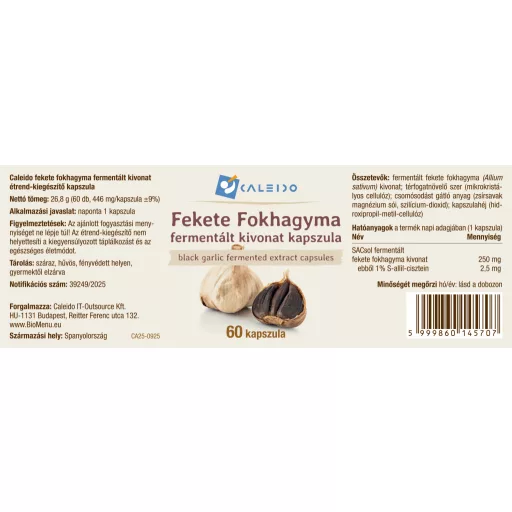 Caleido Usturoi Negru fermentat extract capsule 60 buc etichetă