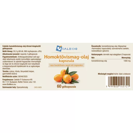 Caleido Ulei de semințe de cătină capsule 60 buc etichetă