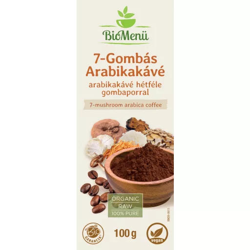 BioMenü Bio cu 7 Ciuperci Cafea Arabica 100 g etichetă